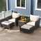 Costway 5 PCS Patio Furniture Set with Storage Table Ottomans Soft Pillows & Cushions